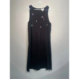 Vintage‎ Talbots Black Sleeveless Novelty Embroidered Maxi Dress